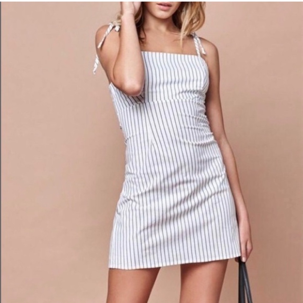 Pacsun Lottie Moss Navy White Pinstripe Mini Dress